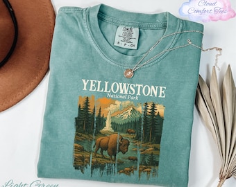 Camiseta Comfort Colors® del Parque Nacional de Yellowstone, camiseta de Yellowstone, camiseta para amantes de los parques nacionales, camiseta de senderismo, camiseta de naturaleza, regalo de Yellowstone