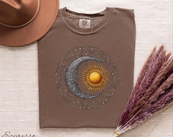 Comfort Colors® Mystic Sun and Moon Shirt, Moon Lover Shirt, Celestial Sun and Moon Shirt, Astrology Shirt, Spiritual Moon and Sun Shirt