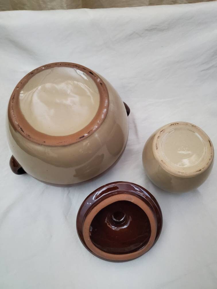 Four (4) Revol Miniature Porcelain Stew Pots with Lids, Brown/Eclipse,  #BCE1705