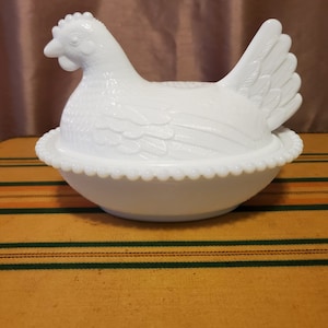 Milk Glass Hen on Nest