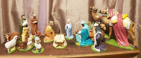 【ヴィンテージ】hand paintのクリスマス nativityフィギュア Holland Mold Handpainted Nativity - Etsy