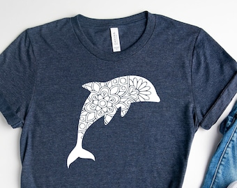 Dolphin Shirt / Mandala Dolphin Tee / Dolphin Lover Shirt / Gift Dolphin Shirt / Cute Gift Shirt / Mandala Animal Shirt / Fishing Shirt
