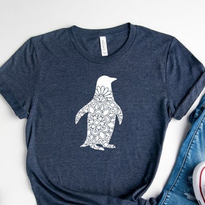 Penguin Shirt / Mandala Penguin Tee / Penguin Lover Shirt / Floral Penguin Shirt / Women Winter Tee / Mandala Animal Shirt