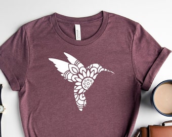 Hummingbird Shirt / Mandala Hummingbird Tee / Bird Lover Shirt / Animal Lover Tee / Gift For Her / Birthday Gift Tee