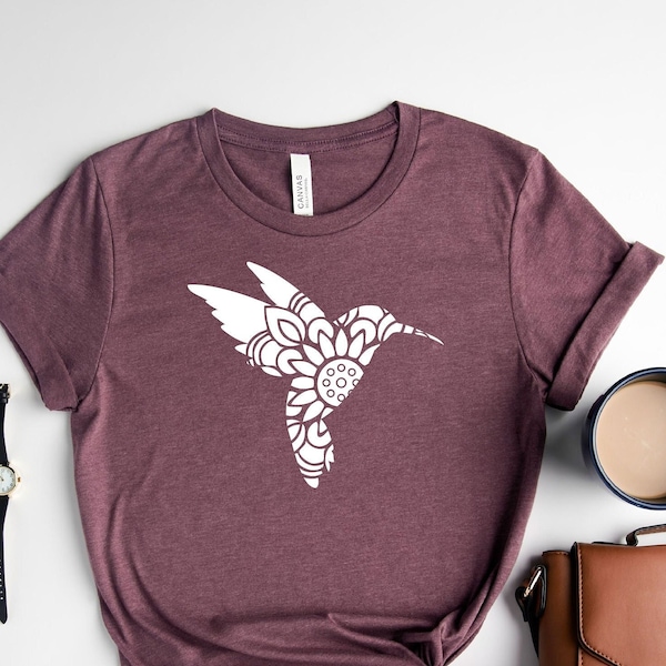 Hummingbird Shirt / Mandala Hummingbird Tee / Bird Lover Shirt / Animal Lover Tee / Gift For Her / Birthday Gift Tee