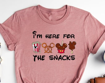 Here For The Snacks / Colored Disney Snack Shirt / Funny Disney Shirt / Disney Food Shirt / Disney Family Shirt