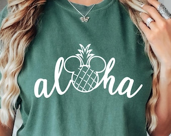 Comfort Colors® Aloha Mickey Shirt, Disney Aloha Shirt, Aloha Pineapple Shirt, Hawaii Shirt, Disney Vacation Shirt, Disney Trip Tee