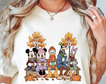 Comfort Colors® Disney Fall Season Shirt, Mickey Fall Vibes Shirt, Mickey and Friends Coffee Shirt, Minnie Fall Shirt, WDW Cozy Season Shirt