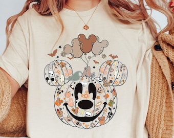 Disney Halloween Family Shirt, Pumpkin Mickey Head Shirt, Mickey Balloon Shirt, Mickey Ear Tee, Disney Fall T-Shirt