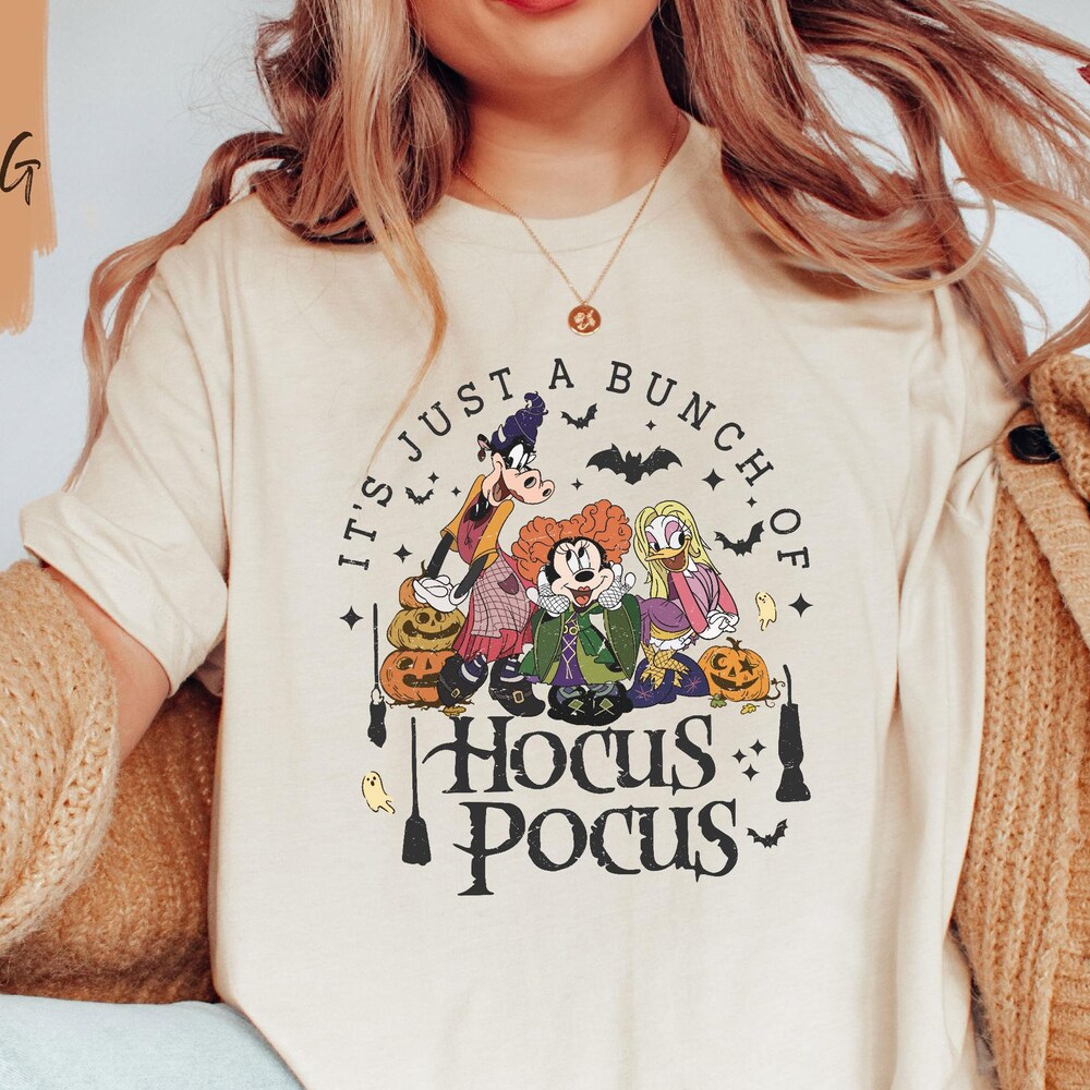 It'S Just A Bunch Of Hocus Pocus / Disney Hocus Pocus Shirt / Mickey And Friends Halloween / Halloween Disney Shirt / Spooky Disney Shirts - By Realtorgift Fashion Onlyshirt