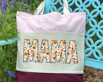 Mama Tote Bag, Gift Tote Bag for Mom, Floral Mama Tote Bag, Mother's day gift