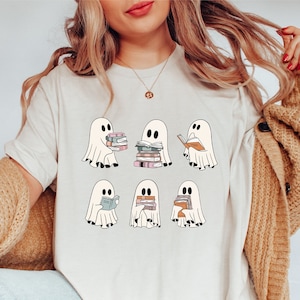 Reading Ghost Shirt, Halloween Librarian Shirt, Book Lover Ghost Shirt, Cute Halloween Ghost, Halloween Gifts