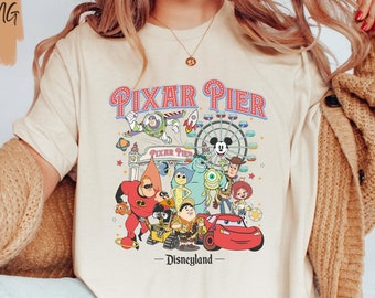 Vintage Pixar Pier Shirt / Disneyland Shirt / Meet Me at Pixar Pier Shirt / Pixar Characters Shirt / Disney Family Shirt / 2024 Vacation Tee
