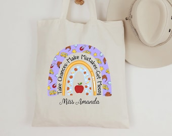 Custom Name Teacher Tote Bag / Teacher Appreciation / Teacher Gift Tote Bag / Teachers Gifts / Personalized Tote Bag