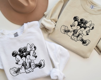 Mickey and Minnie Sweatshirt / Matching Couples Sweatshirt / Mickey and Minnie Sketch Shirt / Disneyland Sweatshirt / Disney Valentine's Day