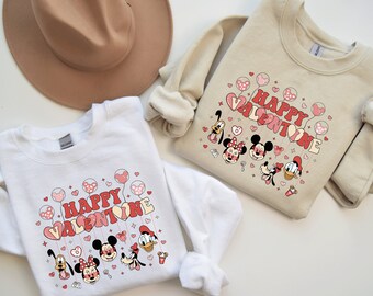 Happy Valentine Disney Sweatshirt / Valentines Day Sweatshirt / Disney Couples Sweatshirt / Disneyland Valentine's Day / Mickey and Friends