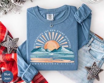 Comfort Colors® His Mercies Are New Every Morning Long Sleeve Shirt, Bible Verse Shirt, Christian Apparel, Faith Based Shirt