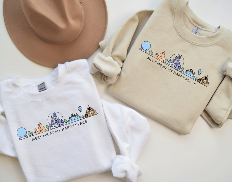 Meet Me At My Happy Place Sweatshirt / Disneyland Sweatshirt / 2024 Disney Trip / Disney Family Vacation / Matching Disney Sweaters bild 2