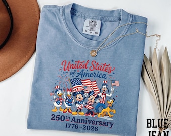Disney USA Shirt, 250th Anniversary Shirt, Mickey and Friends Shirt, Patriotic Shirt, 4th of July Shirt, Comfort Colors® Disneyland Trip Tee