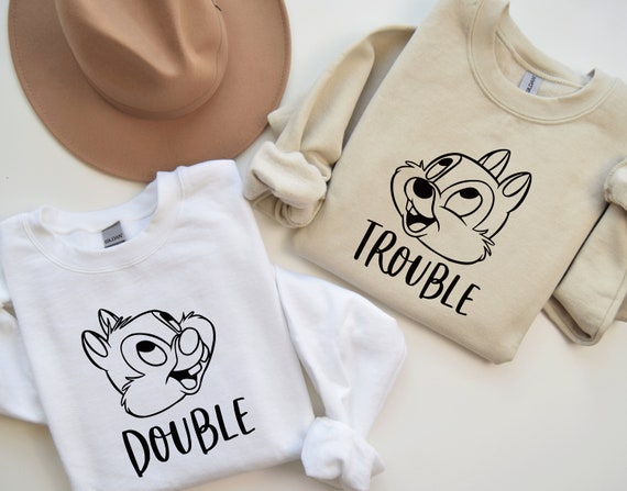 Double Trouble Sweatshirt Matching Disney Sweater Chip and Dale Sweatshirt Family Disney Valentines Day Disney Twins Shirt Etsy