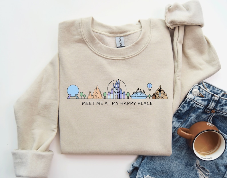 Meet Me At My Happy Place Sweatshirt / Disneyland Sweatshirt / 2024 Disney Trip / Disney Family Vacation / Matching Disney Sweaters bild 1