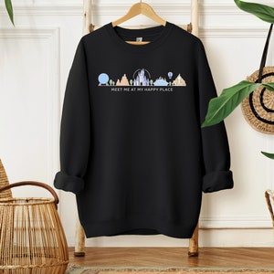 Meet Me At My Happy Place Sweatshirt / Disneyland Sweatshirt / 2024 Disney Trip / Disney Family Vacation / Matching Disney Sweaters bild 3