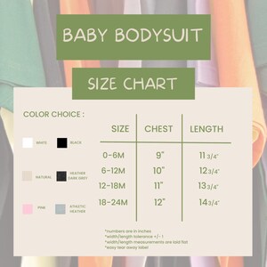 a baby bodysuit size chart is shown