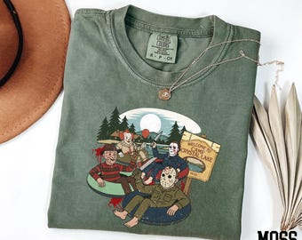 Comfort Colors® Welcome to Camp Crystal Lake Shirt, Halloween Shirt, Scary Movie Shirt, Camping Shirt, Horror Characters Shirt