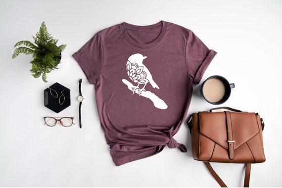 Floral Bird Shirt / Mandala Bird Shirt / Bird Lover Shirt / Animal Lover Tee / Floral Animal Shirt / Gift For Her