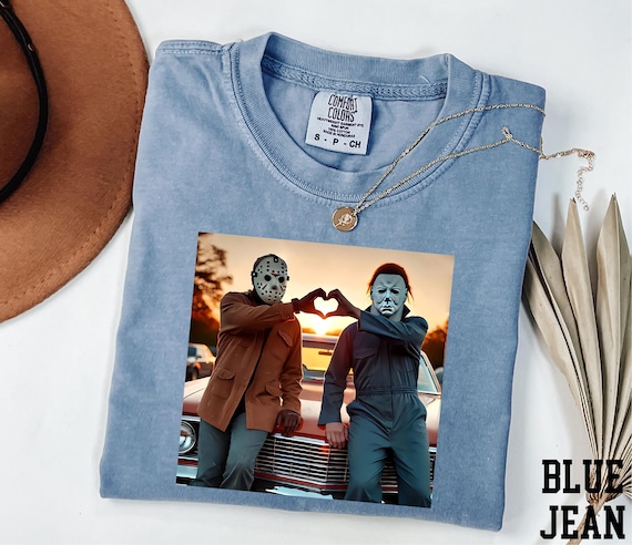 Comfort Colors® Michael Myers and Jason Voorhees Shirt, Horror Movie Characters Shirt, Halloween Party Shirt, Spooky Season Shirt