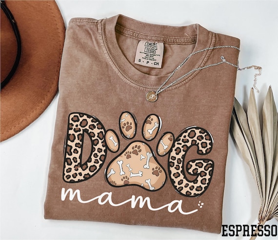 Comfort Colors® Dog Mama Shirt, Dog Paw Shirt, Dog Mom Shirt, Leopard Dog Mama Shirt, Dog Lover Gift, Gift for Dog Mom, Animal Lover Shirt