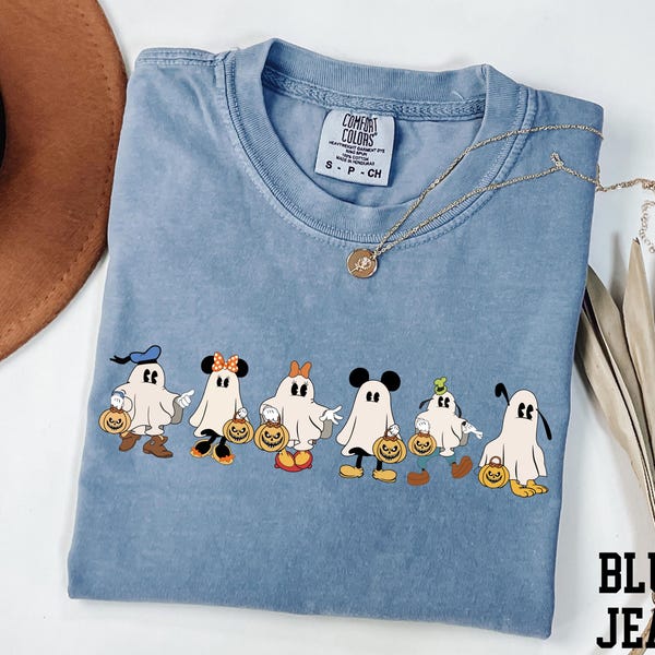 Comfort Colors® Disney Halloween Ghosts Shirt, Mickey and Friends Ghost Shirt, Retro Halloween Disneyland, Spooky Mickey Shirt, Family Trip