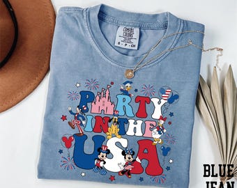 Comfort Colors® Party In The USA Shirt, Mickey and Friends Shirt, Disney 4th of July Shirt, USA Independence Day Shirt, Disney America Shirt