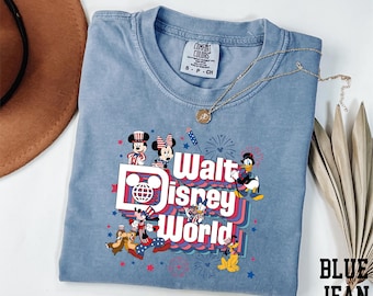 Comfort Colors® Walt Disney World America Shirt, Disney Epcot Shirt, Mickey and Friends Shirt, Chip N Dale Shirt, Disney 4th of July Shirt
