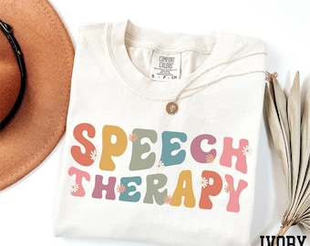 Camiseta de logopedia Comfort Colors®, camiseta floral, regalo para terapeuta, camiseta retro de logopedia, regalos para logopedas