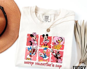 Comfort Colors® Happy Valentine's Day Shirt, Mickey and Friends Love Shirt, Disney Valentine's Day Gift, Mickey Love Shirt, Valentines Shirt