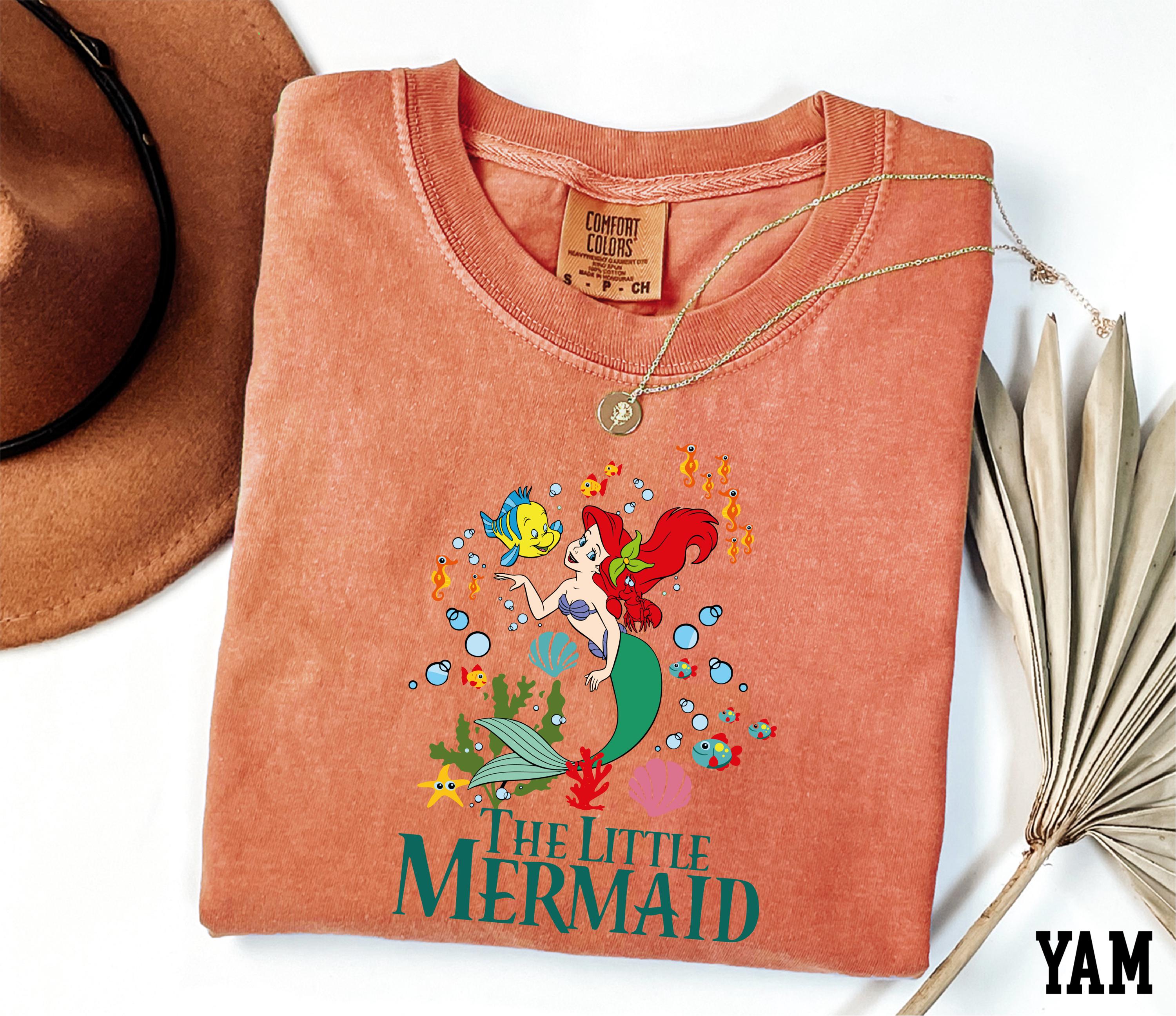 Comfort Colors® The Little Mermaid Shirt, Walt Disney Girls Shirt, Disney Ariel Shirt, Ariel Mermaid Shirt, Disney Ariel and Flounder Shirt