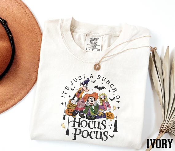 Comfort Colors® It's Just a Bunch of Hocus Pocus Shirt, Minnie Mouse Halloween Shirt, Spooky Season Shirt, Disney Halloween Shirt