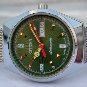 Vintage 1960 Citizen Mechanical Automatic 21 Jewels 8200 Movement Original Day/Date 36 mm Green Dial Fully Working Men's Wrist Watch