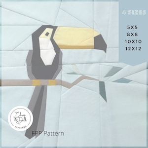 Toucan FPP pattern | FPP pattern | Paper Piecing | FPP | fpp Bird Pattern | fpp Patterns | Toucan Quilt Pattern | Decor | Mini Quilt