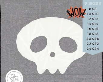 Mönster för mini-täcke med dödskalle: Halloween-papperslappning (PDF-mönster)