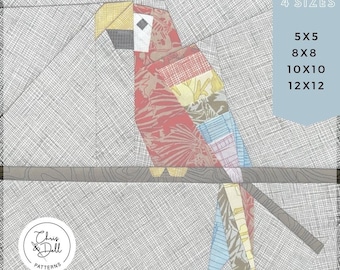 Patrón de loro FPP: Decoración de colcha con patchwork de papel (Patrón PDF)
