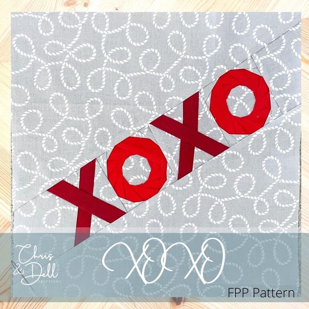 XOXO Paper Piecing Pattern: Valentine's Day Quilt Block (PDF Pattern ...