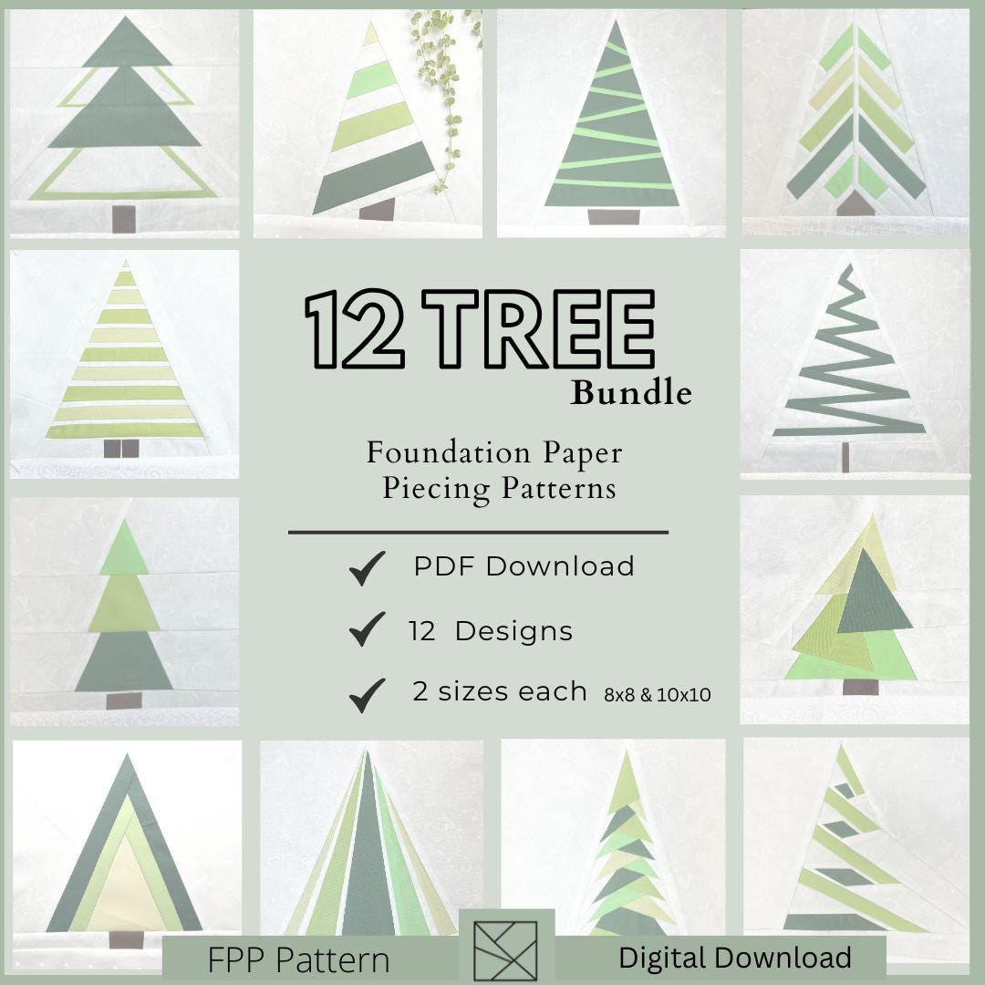 Christmas Tree FPP Pattern Bundle | 12 Quilt Blocks (PDF Pattern) - Etsy