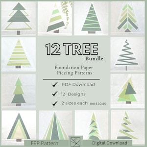 Christmas Tree FPP Pattern Bundle | 12 Quilt Blocks (PDF Pattern)
