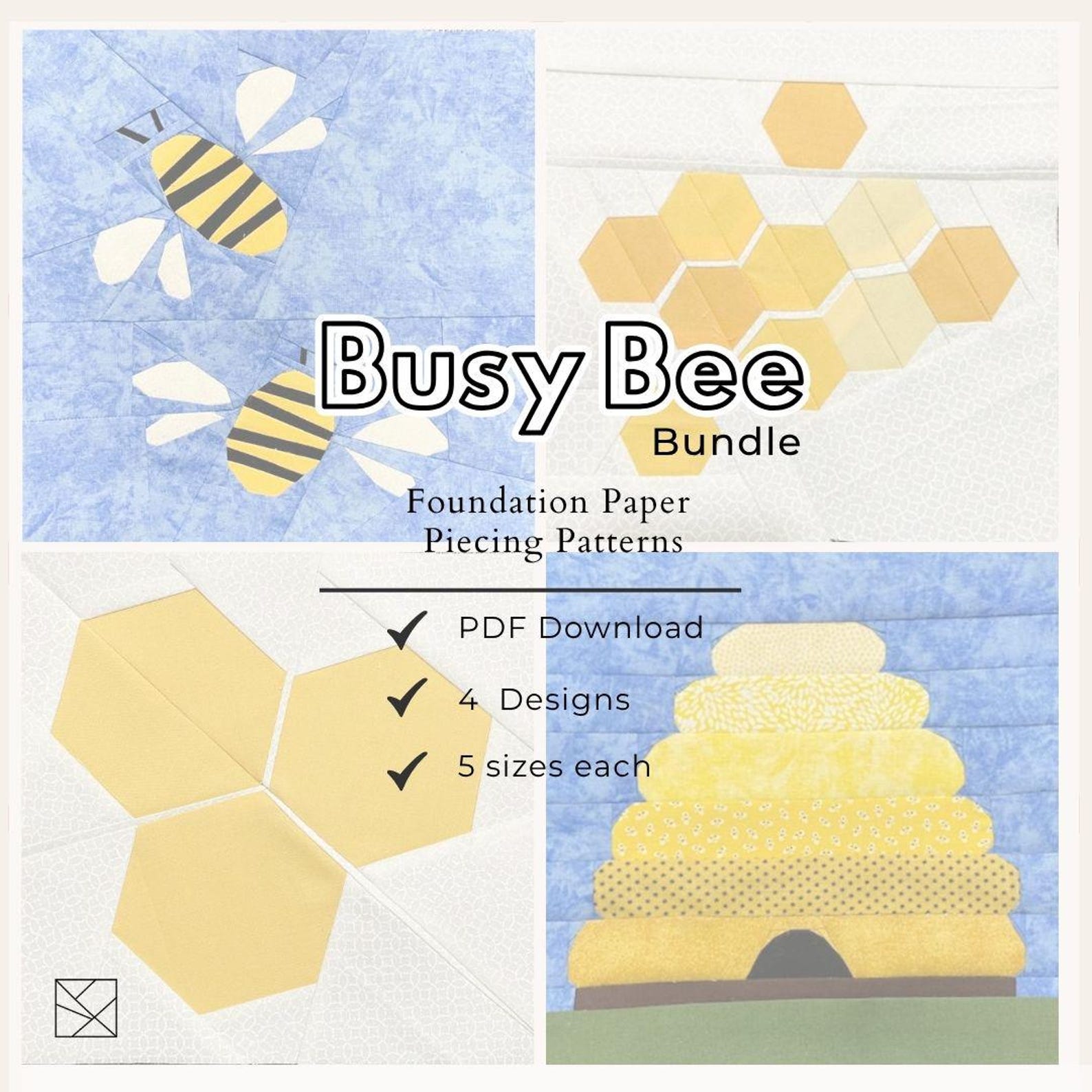 Busy Bee Quilt Block Patterns | Foundation Paper Piecing Bundle (PDF ...