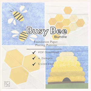 Busy Bee Quilt Block Patterns | Foundation Paper Piecing Bundle (PDF Download)