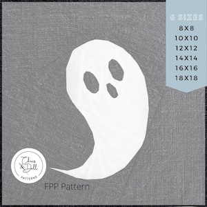 Ghost Mini Quilt FPP Pattern: Halloween Paper Piecing (6 Sizes) (PDF Pattern)