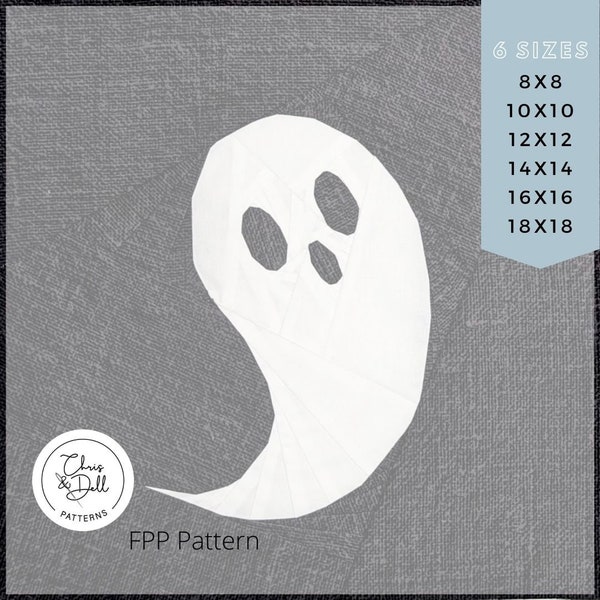 Ghost mini quilt FPP pattern | FPP pattern | Paper Piecing | fpp ghost pattern | Halloween Pattern | Ghost Quilt | Halloween Quilt