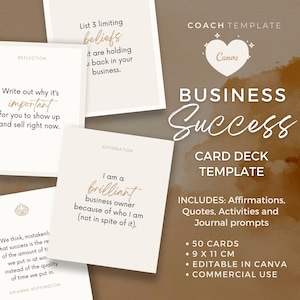 Business Success Card Deck Canva Template | Coaching Template | For Business Mindset Manifesting Coaching | Affirm Cards | Commercial Use